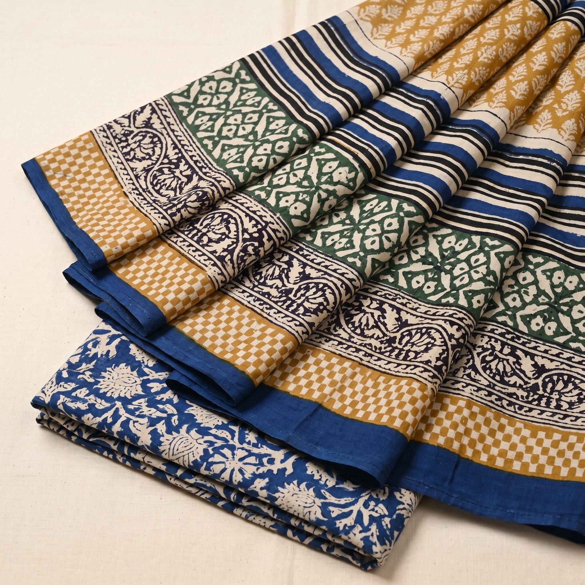 Hand Block Printed Cotton Mul Saree with Blouse