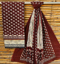 Unstitched Maroon Hand Block Printed Cotton Suit Set – Traditional Ethnic Design