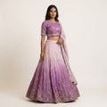 Lavender Ombre Embroidered Semi-Stitched Lehenga Set