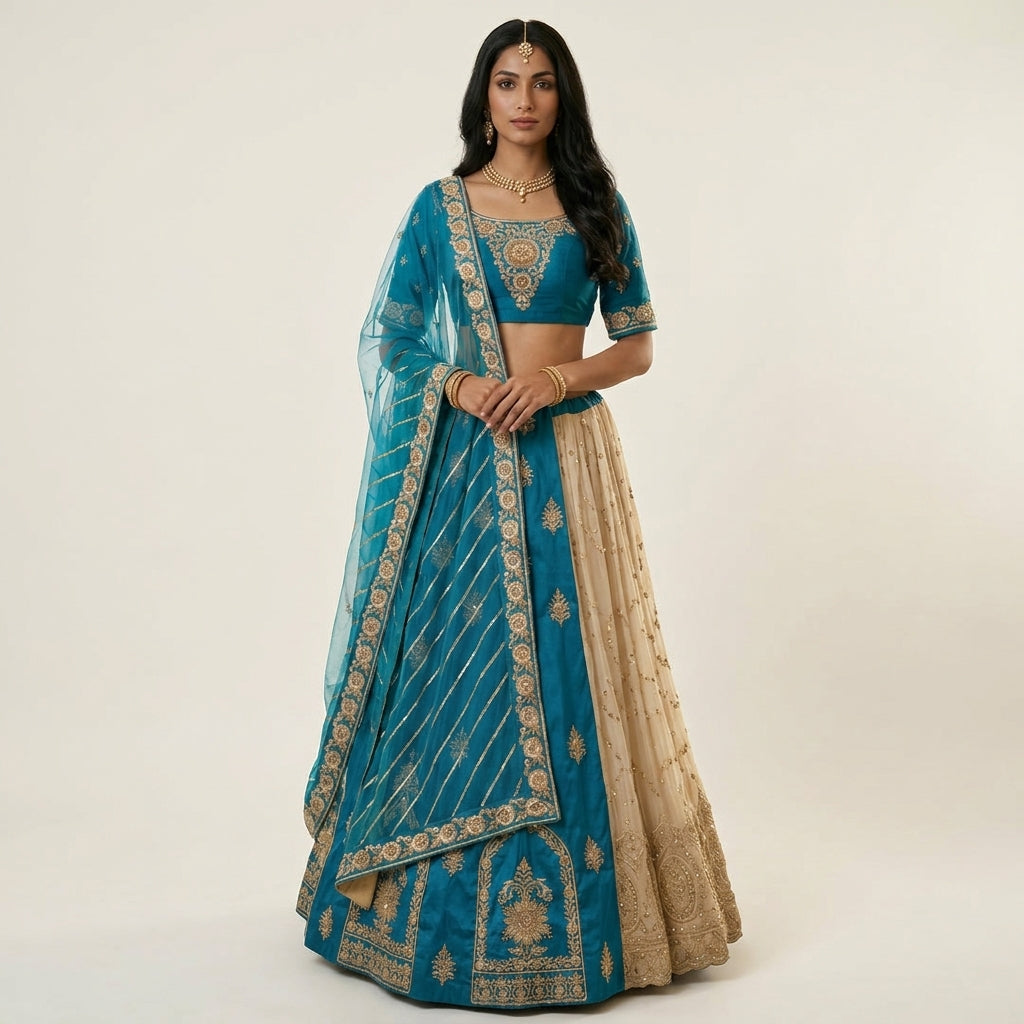 Teal Blue  Lehenga