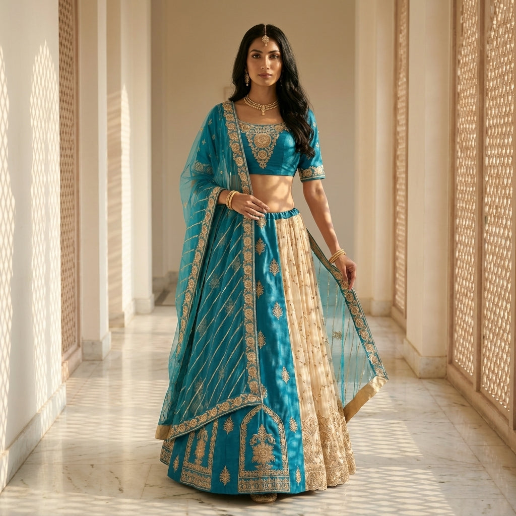 Teal Blue  Lehenga