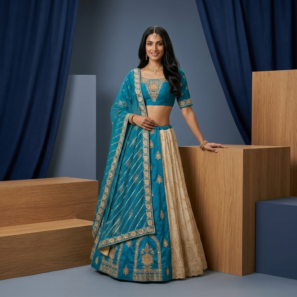 Teal Blue  Lehenga